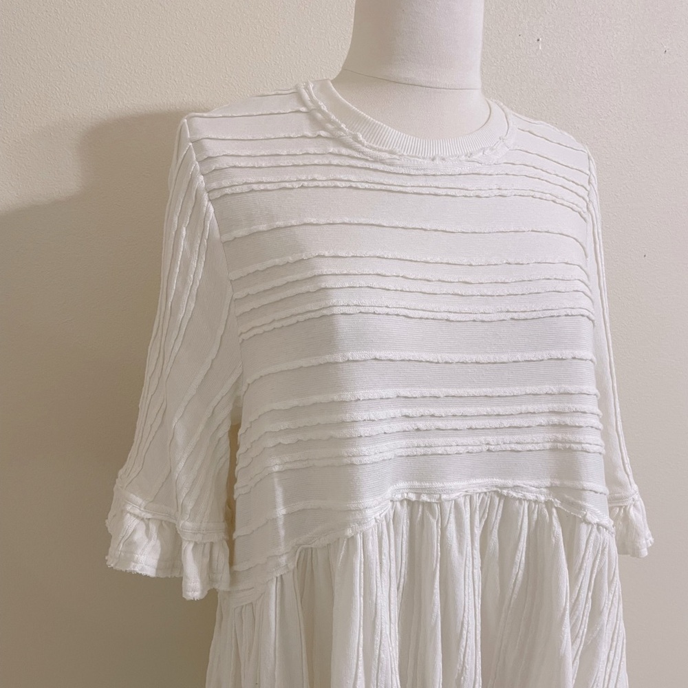 FREE PEOPLE Ivory Take A Spin Tunic Mini Babydoll Dress Size Small - Picture 5 of 12